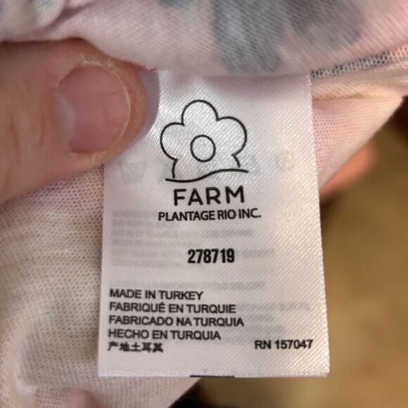 Farm Rio Anthropologie Printed Shift Mini Dress bell sleeves oversized pink comb - Picture 11 of 15